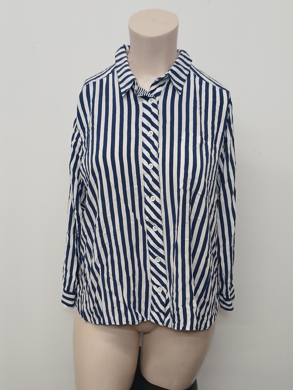 Jane And Delancey Blue And White Striped High Low Blouse Size 1X